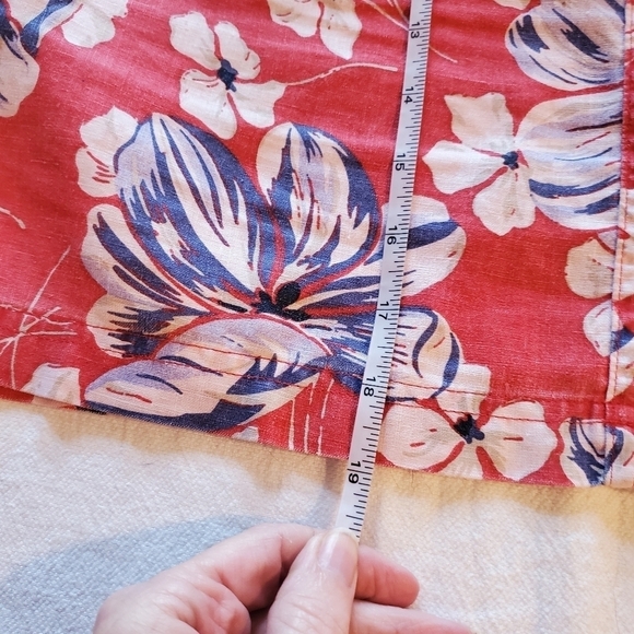 Tommy Bahama Relax 100% Linen Floral Red White Blue Zippered Sz. 12 Skirt - Picture 7 of 7